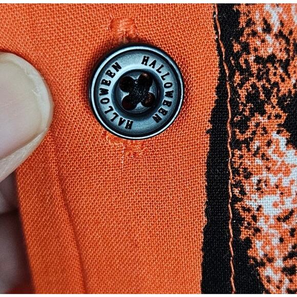 Halloween II Button Up Shirt Mens XXL Orange Michael Myers Horror Movie Slasher - Picture 5 of 8